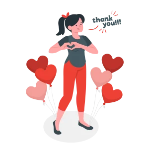 Woman holding a heart saying thank you